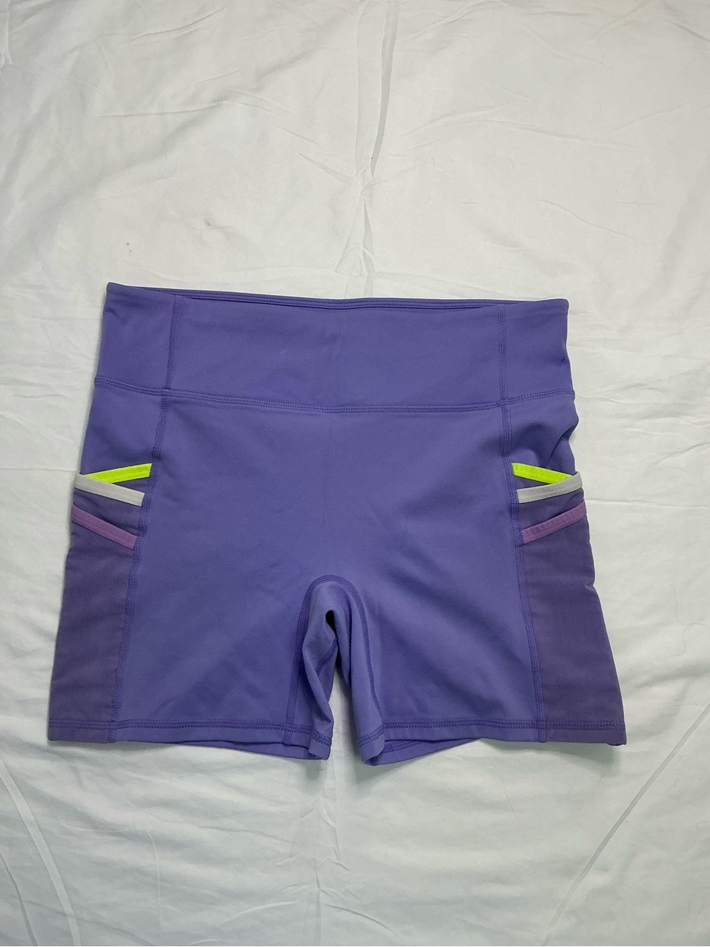 Fabletics Purple Women's Bike Shorts with Neon Accent